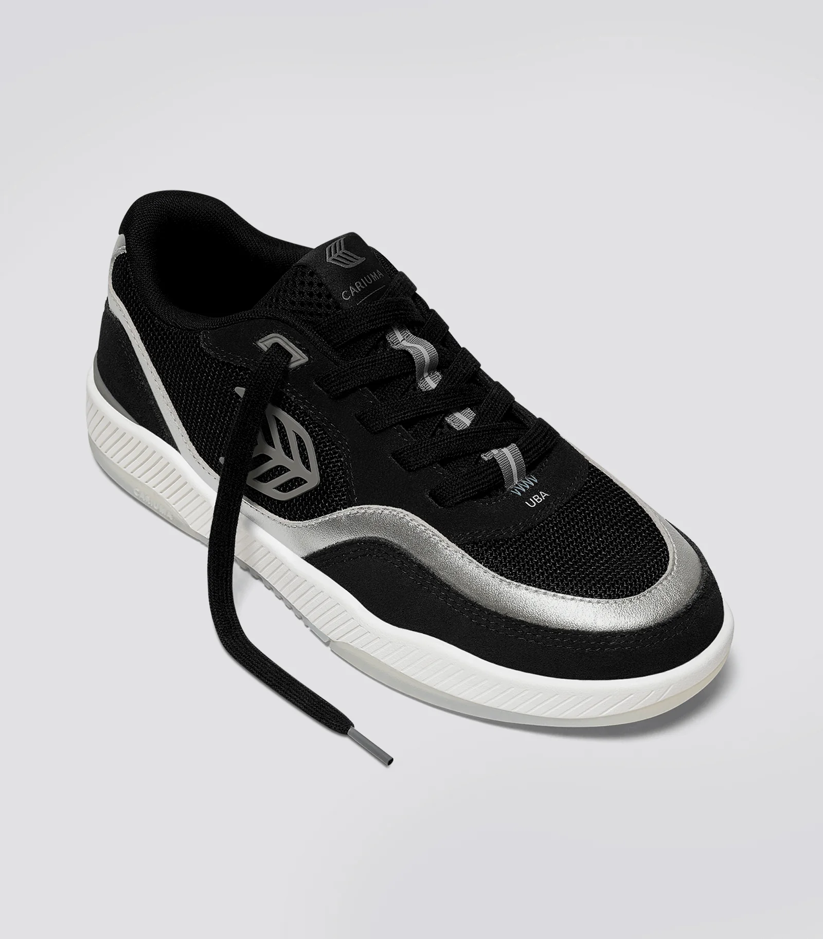 UBA Black Suede and Mesh Silver Accents Sneaker - Image 3
