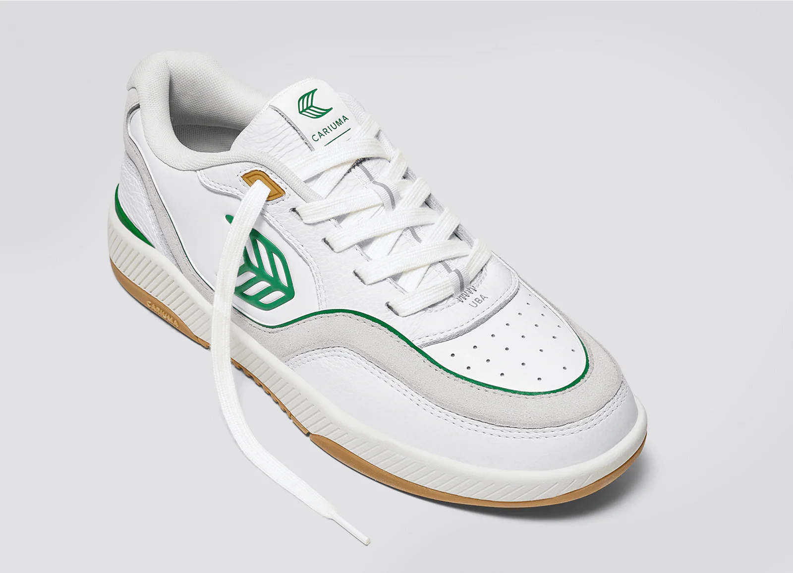 UBA Gum White Leather Green Logo Sneaker - Image 5
