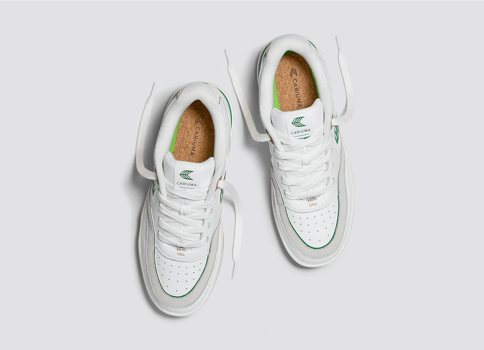 UBA Gum White Leather Green Logo Sneaker - Image 9
