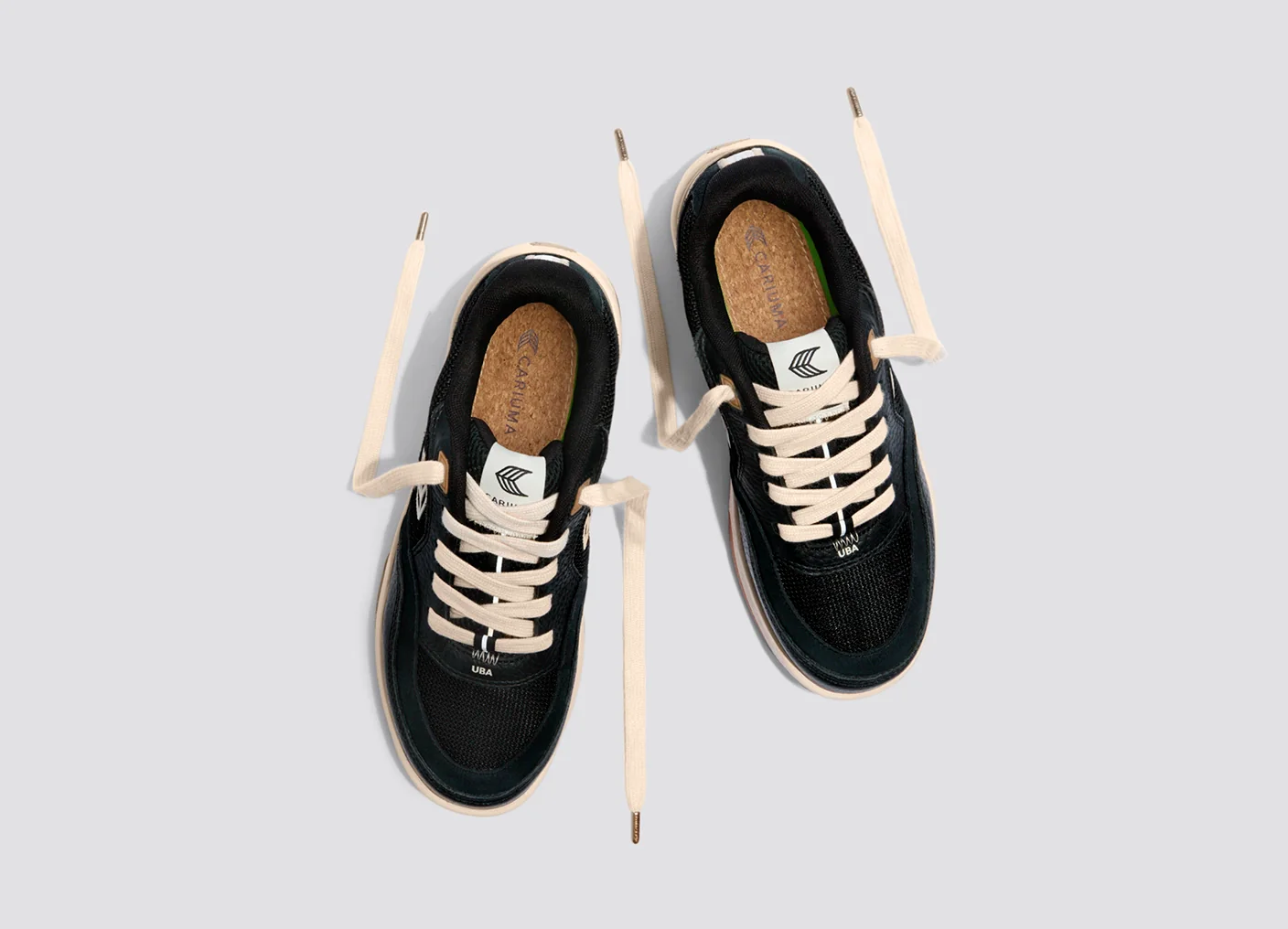 UBA PRO Black Suede and Mesh Light Cream Logo Sneaker - Image 8