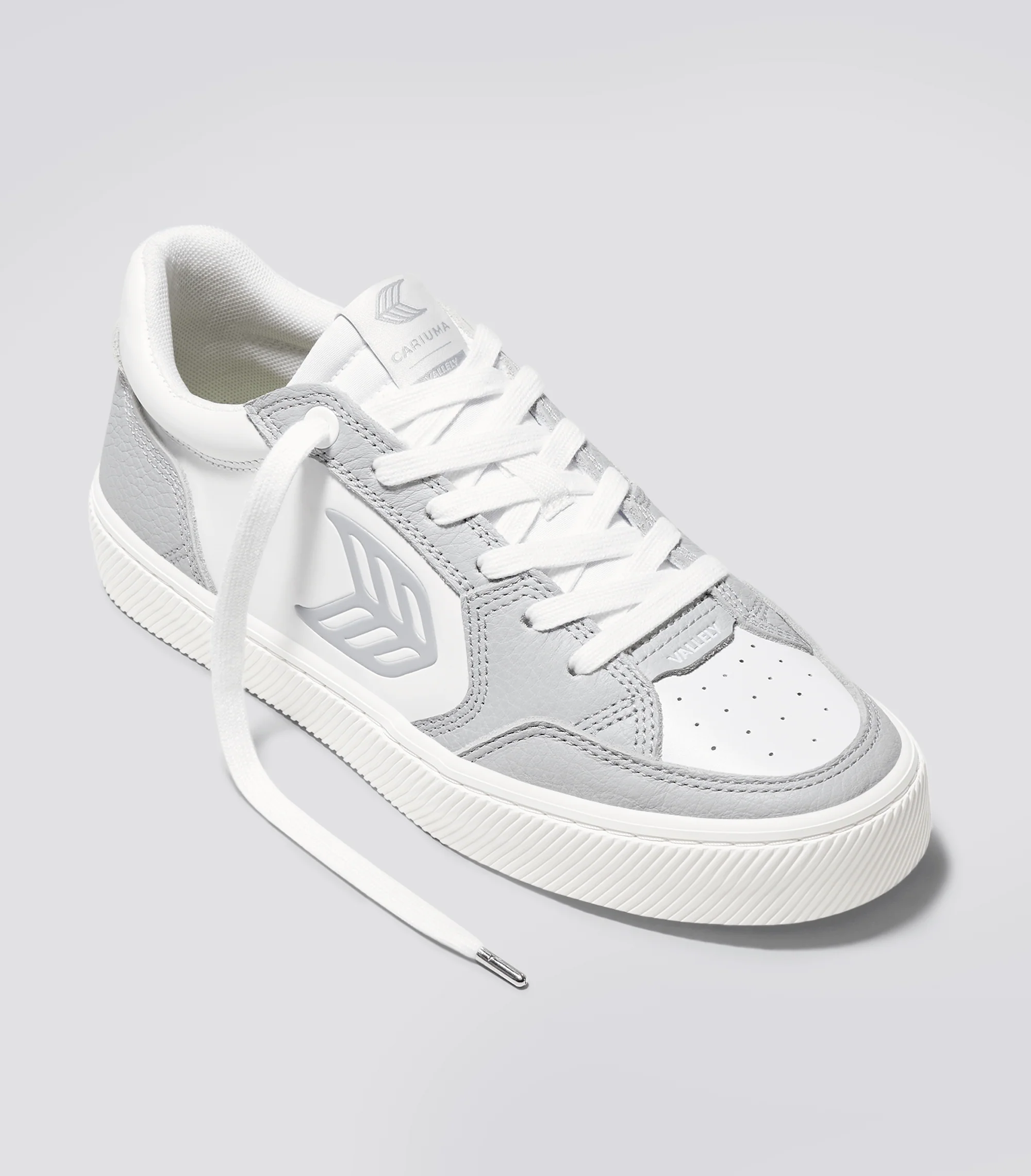 VALLELY White Leather Onyx Grey Accents Sneaker - Image 3