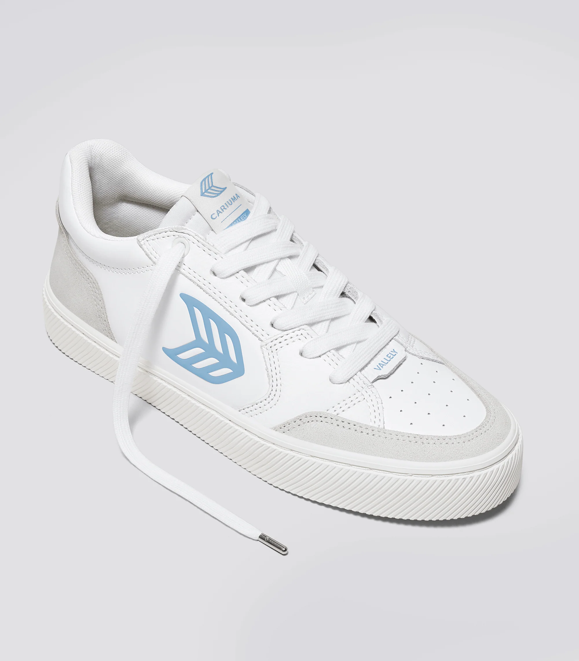 VALLELY White Leather Smoke White Suede Argentina Blue Logo Sneaker - Image 2