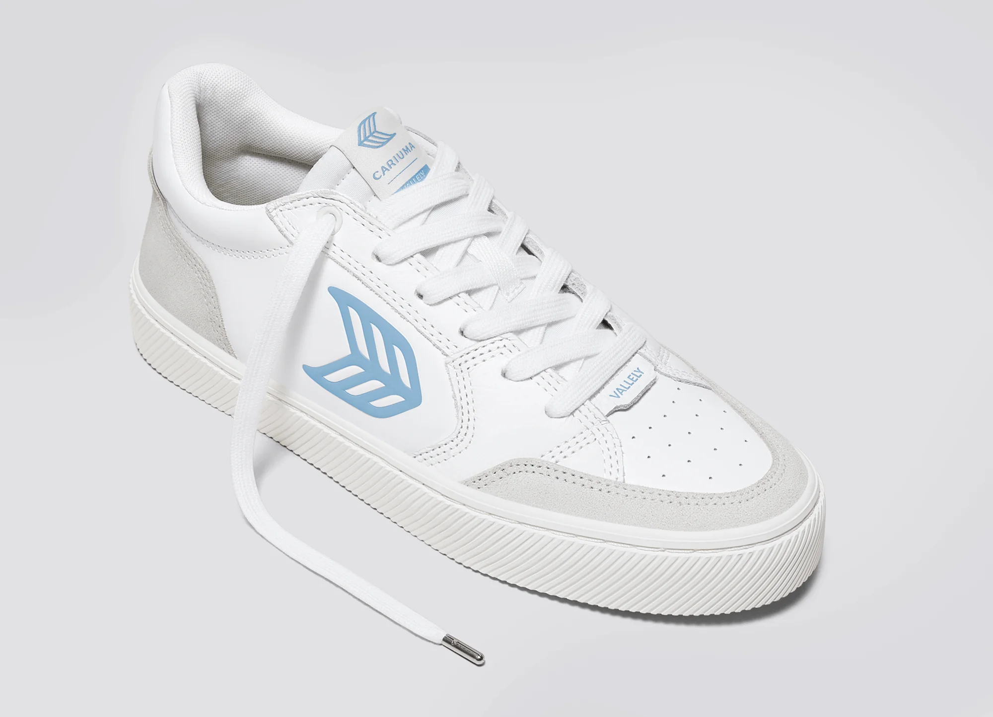 VALLELY White Leather Smoke White Suede Argentina Blue Logo Sneaker - Image 5