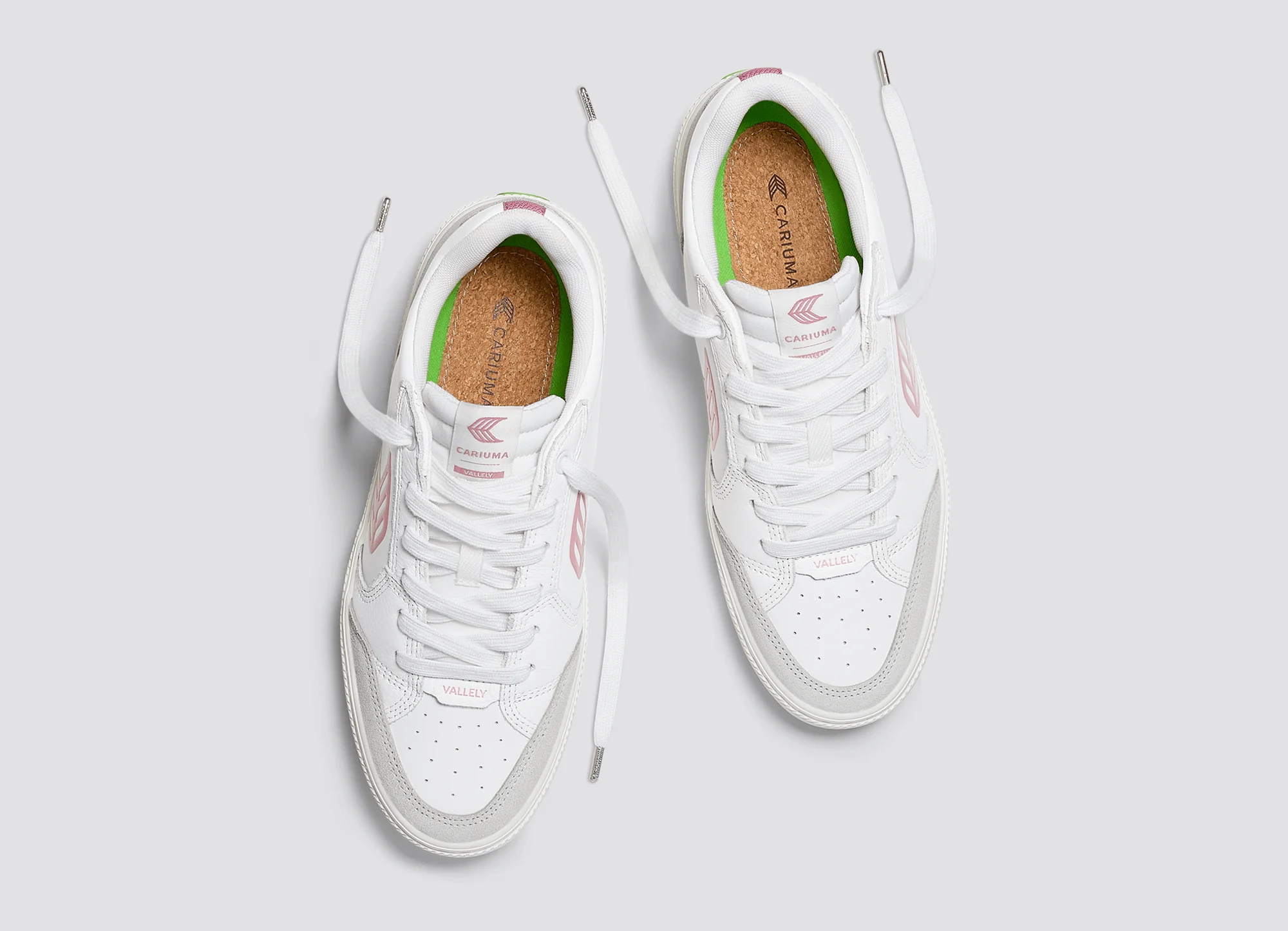 VALLELY White Leather Smoke White Suede Blush Pink Logo Sneaker - Image 8